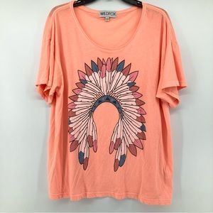 Wildfox Coral Feather Headdress Short Sleeve Tee